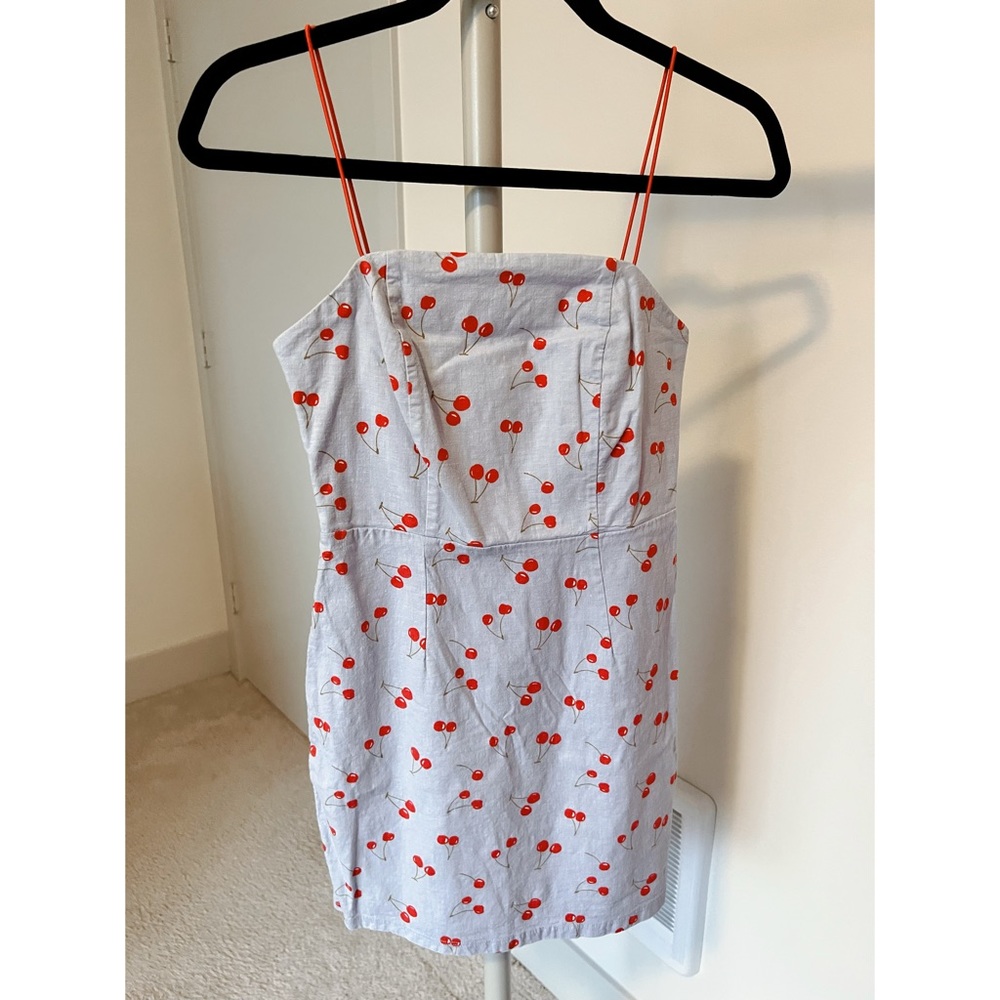 Urban Outfitters cotton linen stretch dress cherry Us2